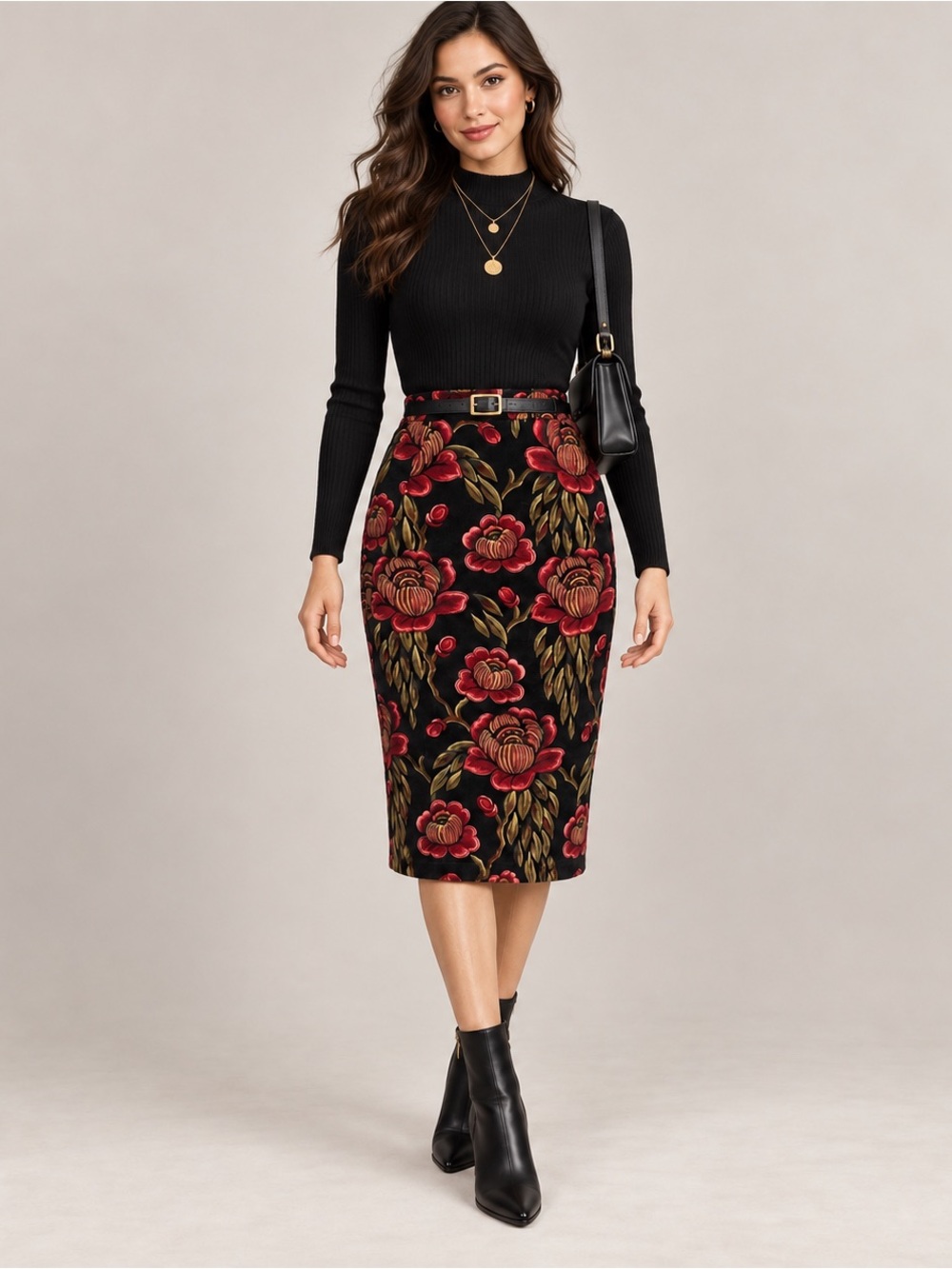 Ann Taylor Floral Jacquard Gothic Brocade Pencil Skirt 6 NWOT